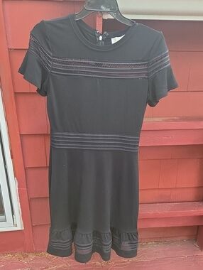 MICHAEL Michael Kors Black Short-Sleeve Lace-Trim Dress